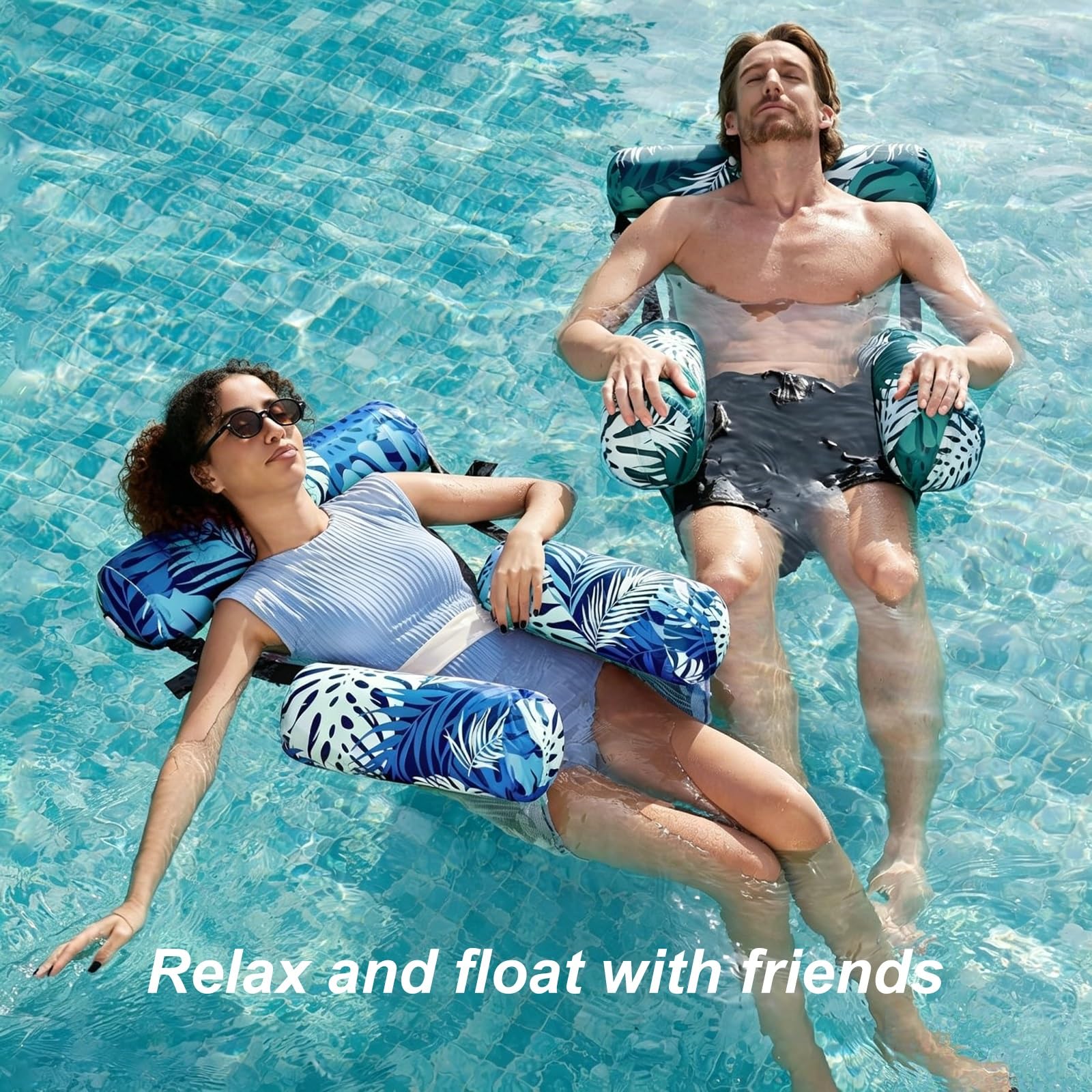 Bouée Piscine, Fauteuil Gonflable Piscine | Appui-tête Réglable, Léger et Portable, pour S'amuser Dans L'eau ou À la Plage