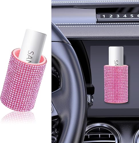 Miniatura 8 de Accesorios de automóvil para mujeres, soporte para bálsamo labial de automóvil, fácil de instalar, el exterior está hecho de diamantes de imitación