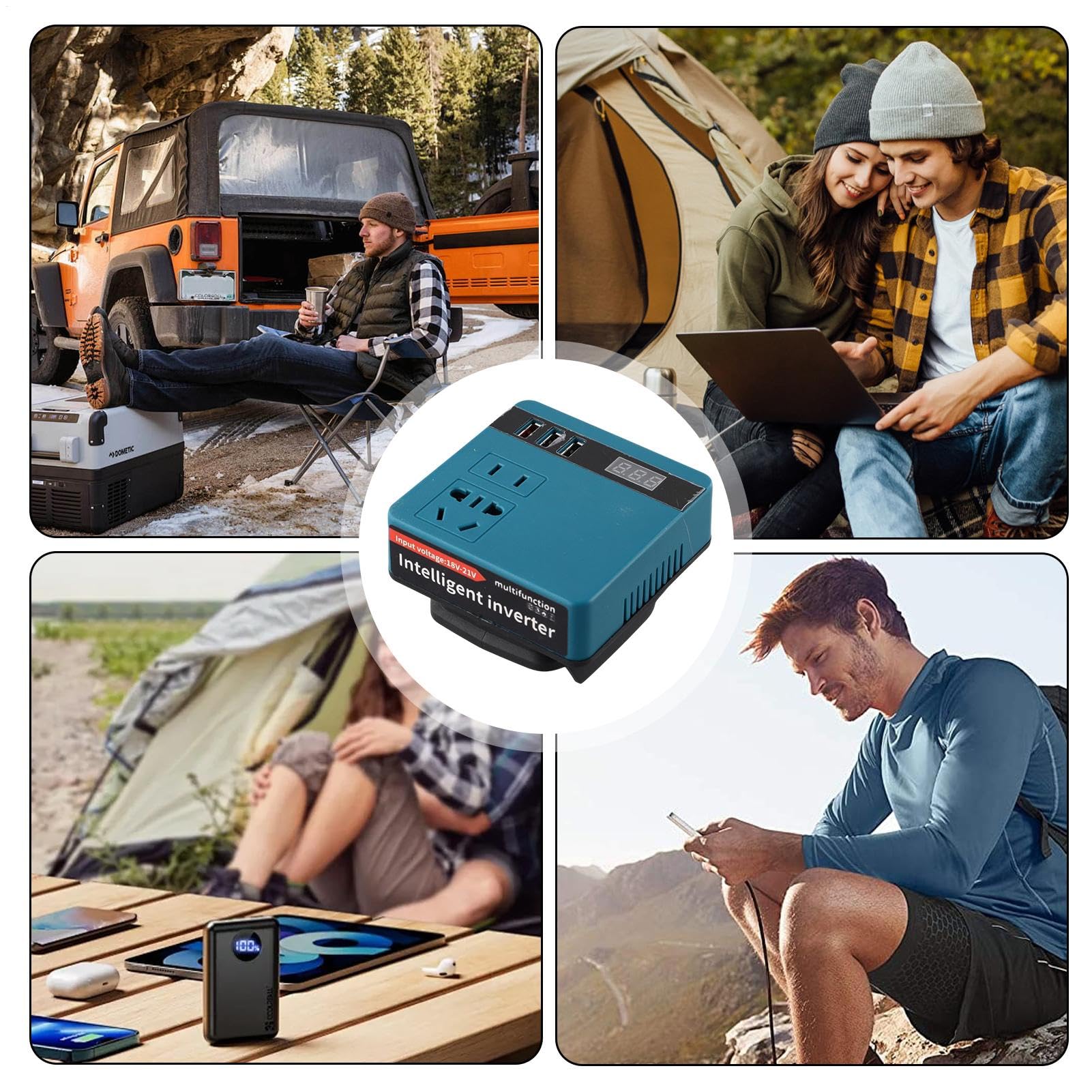Centrale elettrica portatile, inverter a batteria | Trasformatore di batteria intelligente con visualizzazione della corrente | Presa alimentata a batteria per viaggi in campeggio all'aperto