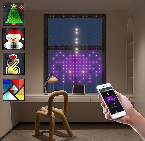 ONO - Cortina de luces de hadas para dormitorio, 540 LED RGBIC de 6.88 x 5 pies, tira de luces parpadeantes, aplicación de control remoto, cambio de