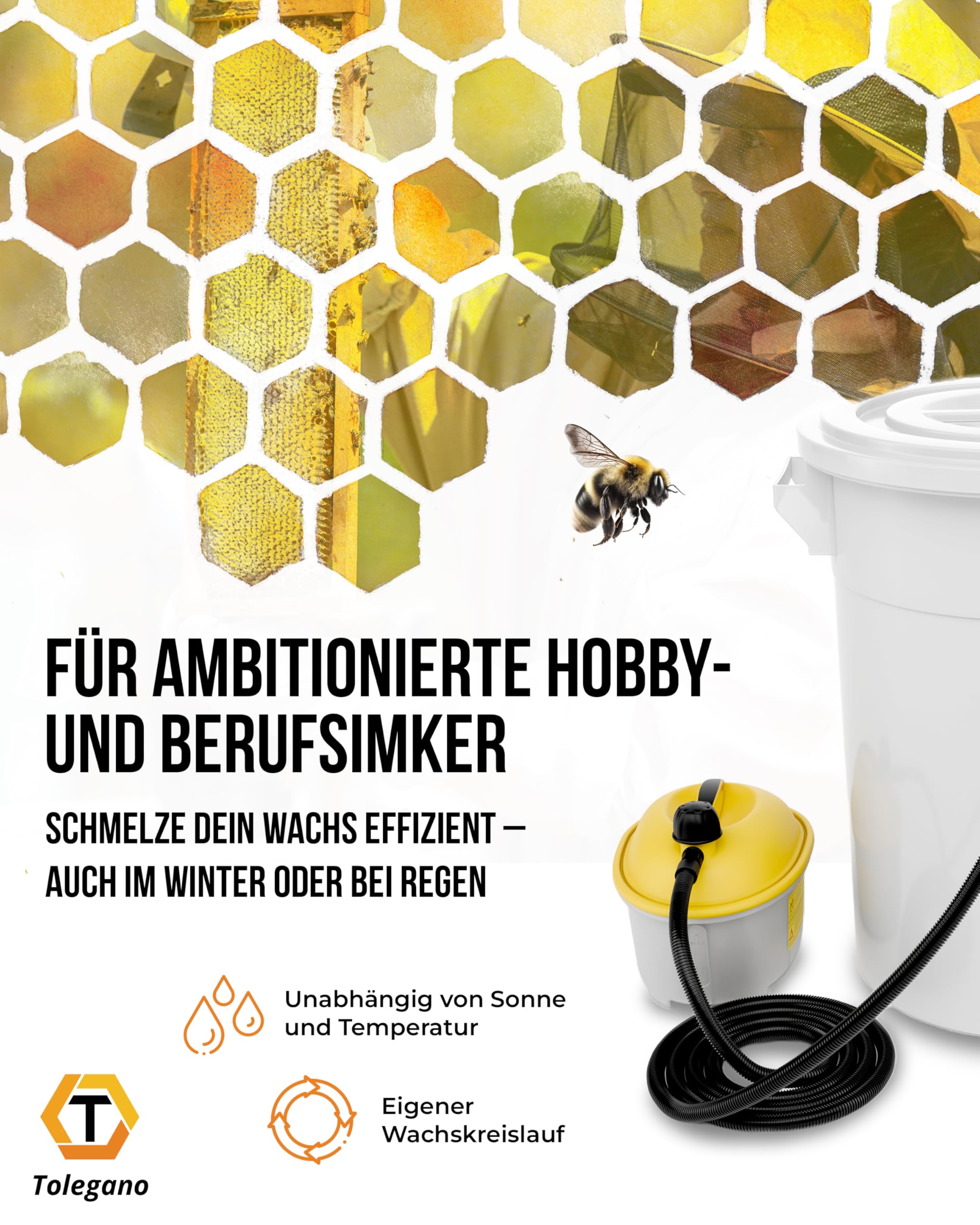 Dampfwachsschmelzer mit einem Fassungsvermögen von 100 Liter inkl. Dampferzeuger für den eigenen Wachskreislauf Wachsschmelzer Wabenschmelzer Imkerei Wax Melter elektrisch wachsmelt beekeep