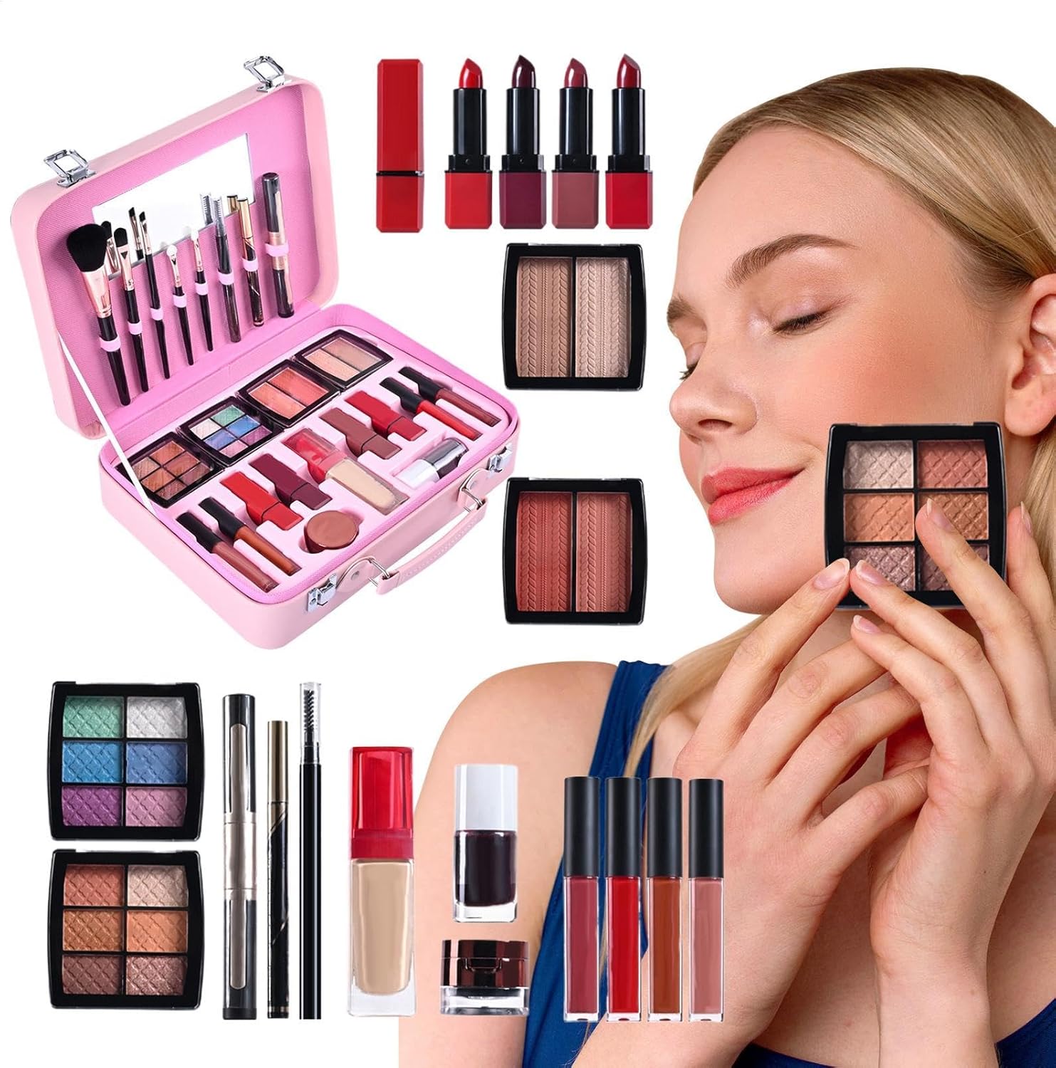 Teen Makeup Kit, make -up kits voor meisjes | Cosmetische set capaciteit Make -up kit met herbruikbare behuizing | Kledingaccessoires met oogschaduw waterdichte make-uppaletten voor beginners