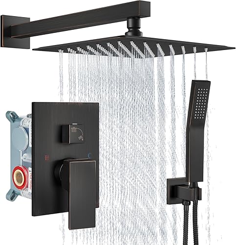 Miniatura 24 de Aolemi Juego de Grifo de Ducha Sistema de Ducha de Lluvia con Aspersor de Mano Juego de Ducha de Baño Válvula de Instalación y Kit de Molduras