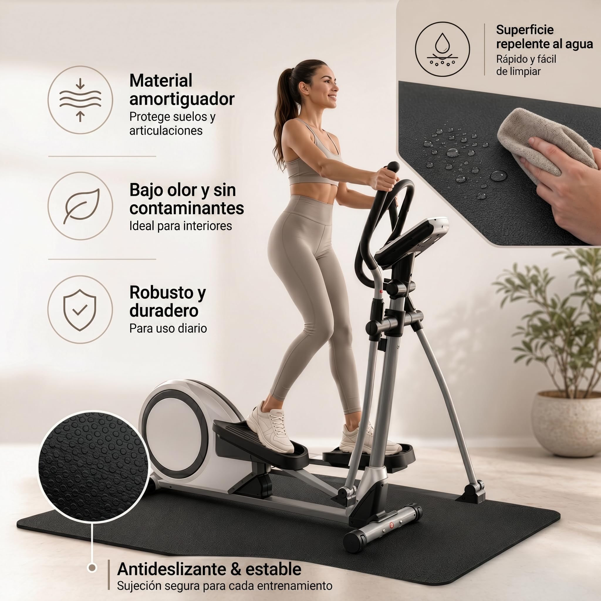 Floordirekt Sparta - Esterilla antideslizante para fitness y cinta de correr, bicicleta elíptica y equipo de fitness, absorción de impactos