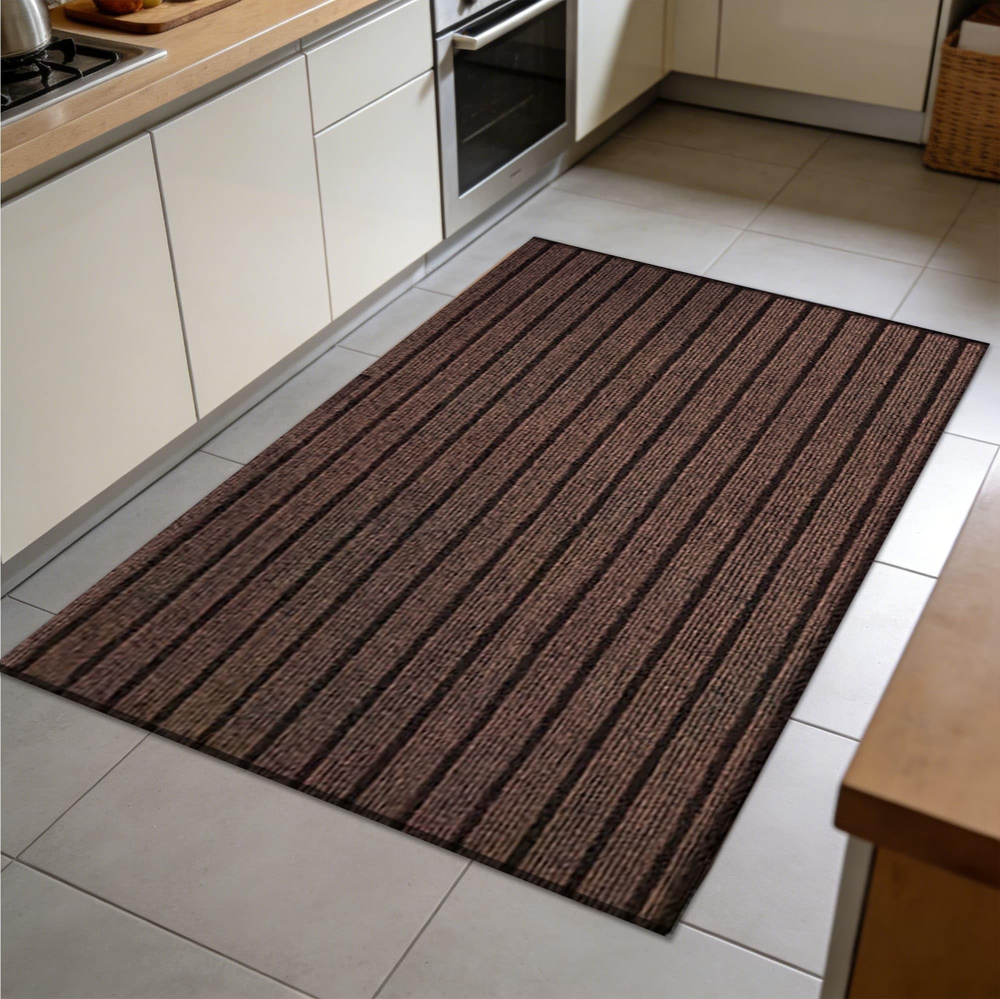 Paillasson extérieur entrée 65x70 cm brun tapis de porte absorbant à poils chinés pour couloir