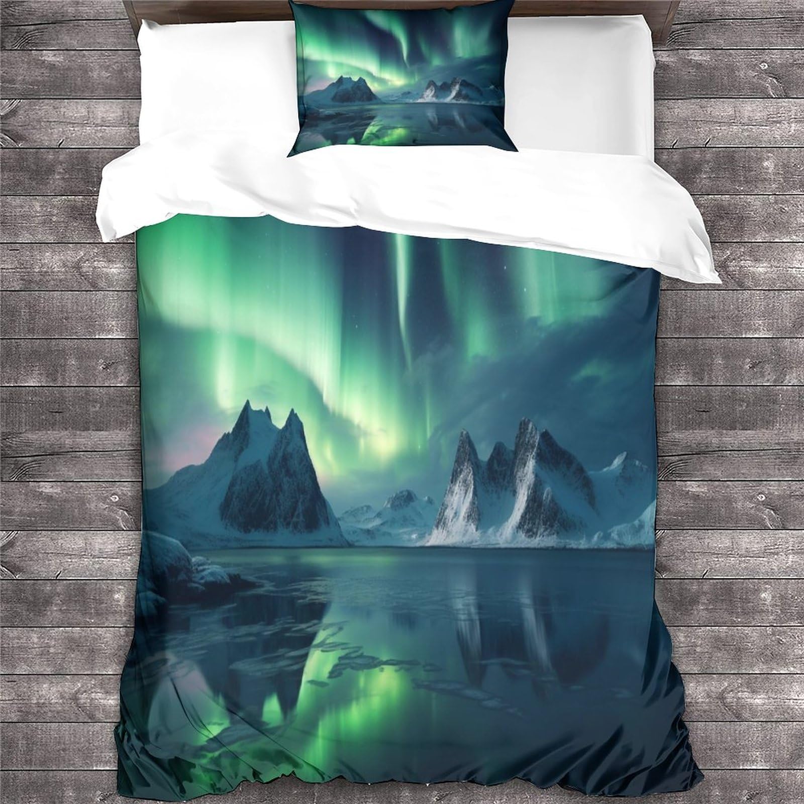 Furn - Set copripiumino olivello spinoso, stampa animali del bosco, design reversibile, biancheria da letto in policotone (verde, singolo