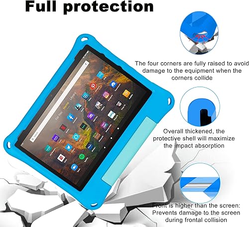 Miniatura 3 de Funda para tablet Fire HD 10 para niños (versión 20212023, 1113 generación), funda Oqddqo Tienda Kindle 10 Plus, especialmente reforzada con cuatro