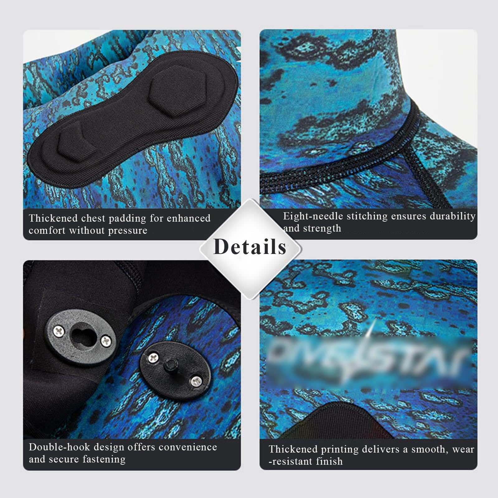 Mute Mimetiche Da Pesca Subacquea Per Uomo Set 2 Pezzi Top + Pantaloni In Neoprene Da 3 Mm Muta Da Immersione Super Elasticizzata Con Cappuccio, Blu