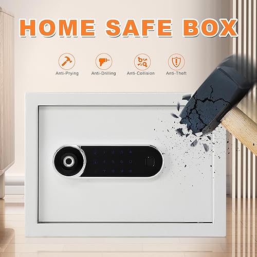 Miniatura 4 de Caja fuerte de lujo segura para el hogar con huella digital y bloqueo de teclado, estante extraíble, alta seguridad para oficina en casa, hotel, 1.0