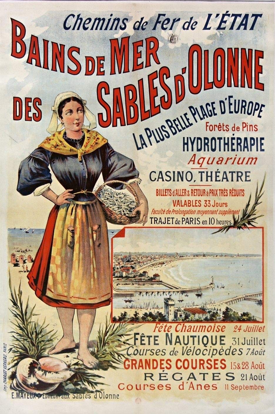 Poster Sables d'Olonne affiche bord de mer 50x70 pour une ambiance vacances