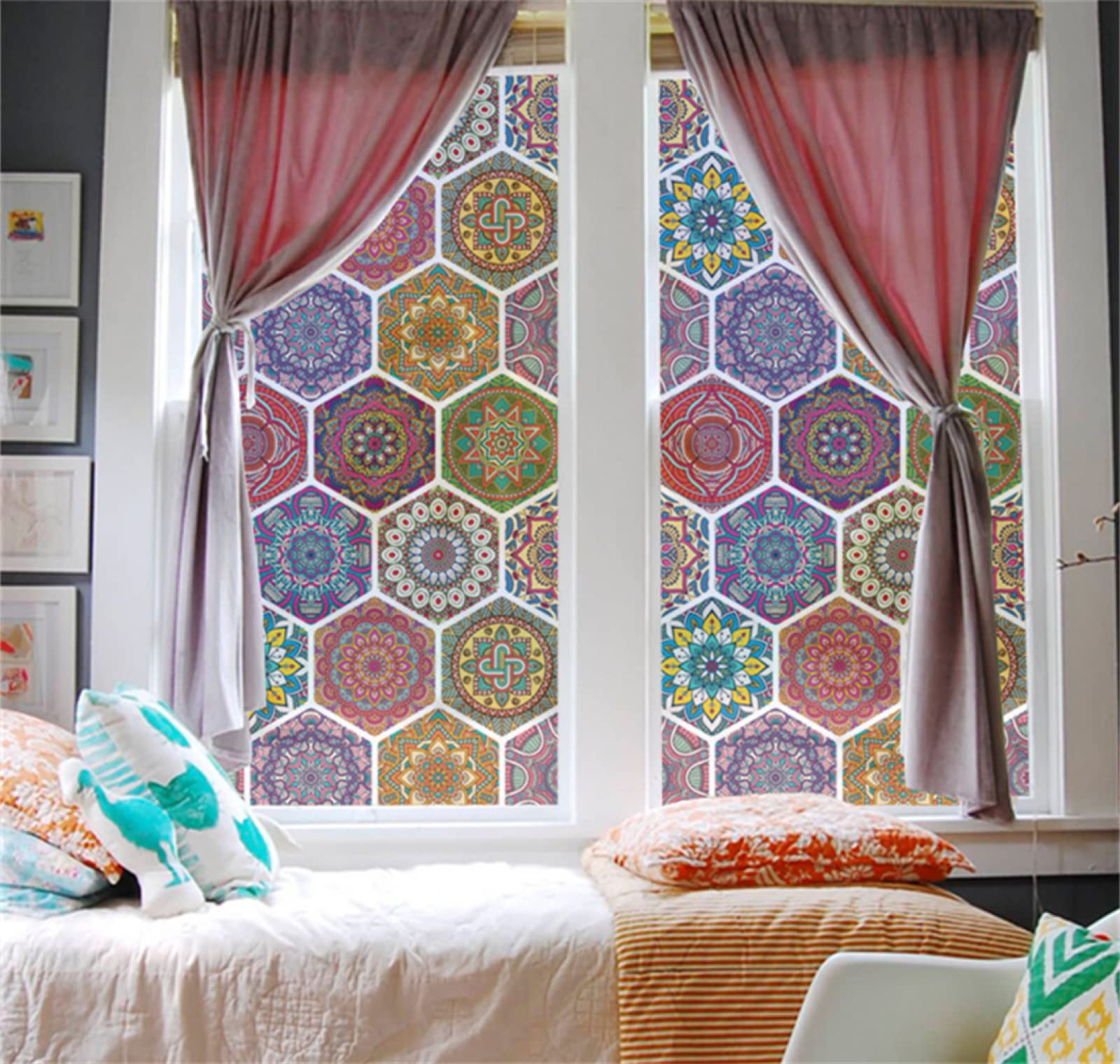 Fensterfolie blickdicht selbsthaftend,3D Fensterfolie sichtschutz glasfolie, Retro-Raute,Einfache entfernung wiederverwendbar,Statisch haftend anti-UV für badzimmer matt(75cmx200cm)