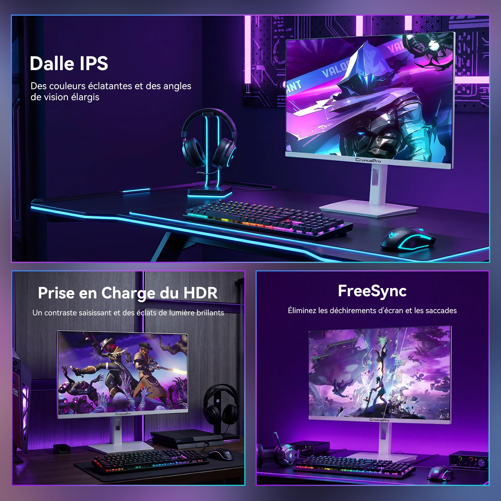 Bianco Display PC Gamer da 27 pollici, 320 Hz, Fast IPS 1 ms MPRT, 2K QHD (2560 x 1440), AMD FreeSync, Regolabile in Altezza, Girevole, HDMI 2.1/DP1.4, VESA 100 x 100 mm