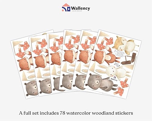 Miniatura 2 de Calcomanías de pared de animales del bosque, calcomanías de pared de tela, calcomanías de pared con temática de bosque de acuarela para habitación