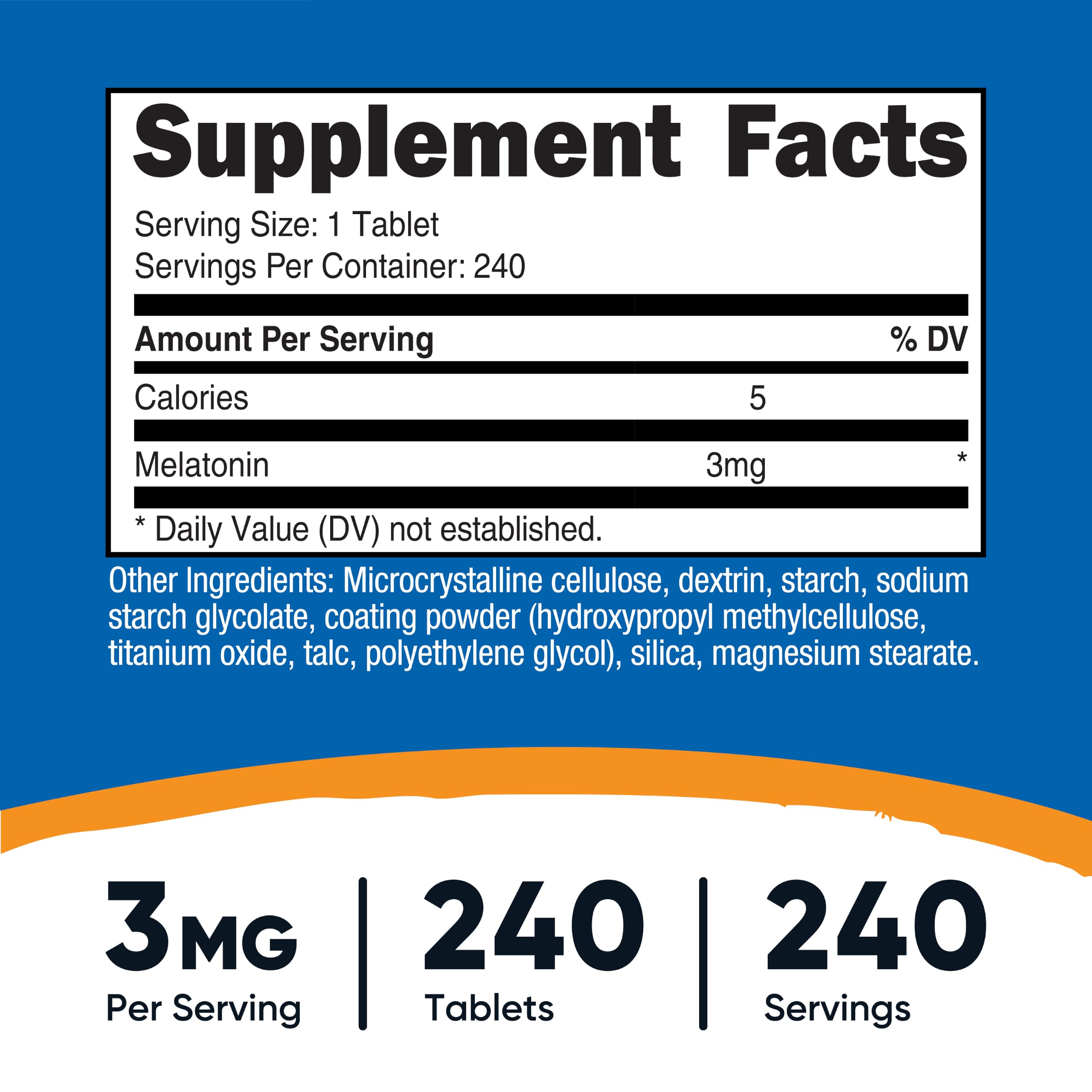 Nutricost Melatonin (3mg) 240 Tablets, GMO-Free & Gluten-Free — Amazon image 2