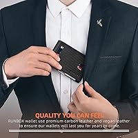 Vista 132 de RUNBOX - Carteras delgadas para hombre, cartera de piel con pinza para el dinero, cartera de bolsillo frontal con bloqueo RFID, tarjetero Negro