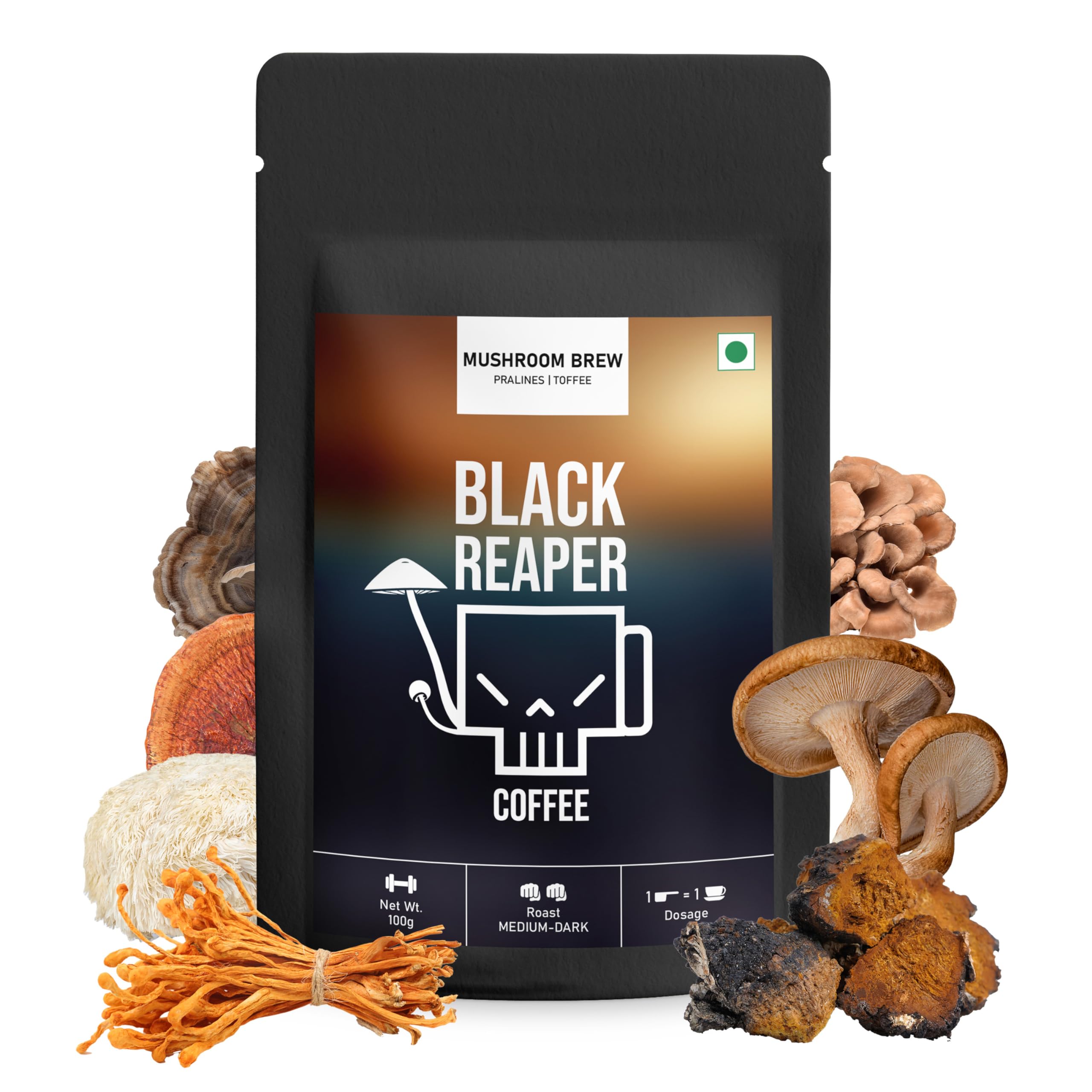 Black Reaper Instant Mushroom Coffee Blend (100g: 30 Servings) | Focus | Memory | Relax | Immunity | Energy (B0CXDX59L9) Amazon Price History, Amazon Price Tracker