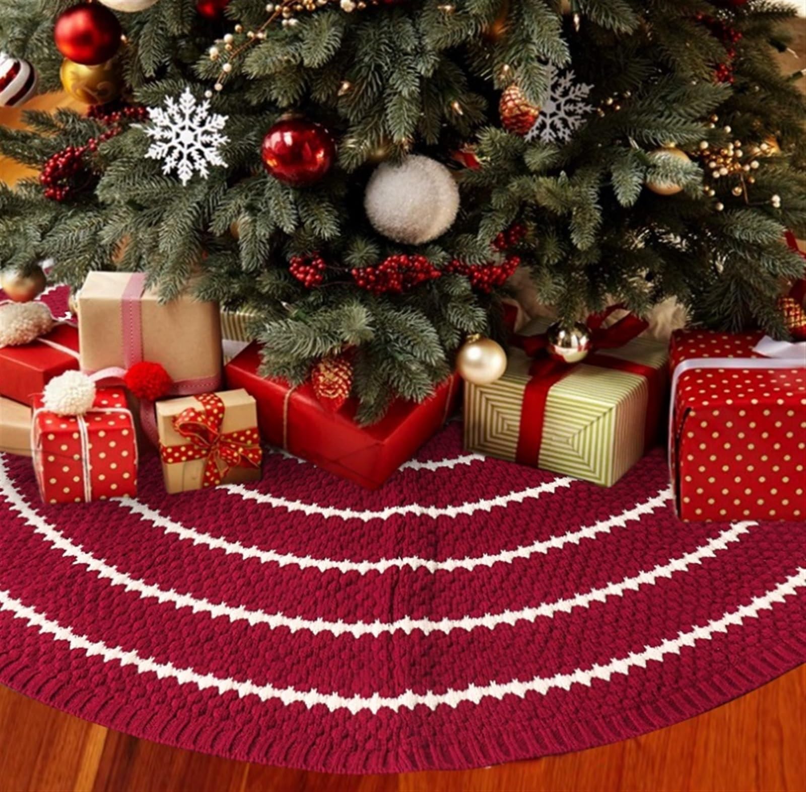 Tappeto per Albero di Natale Tappetino per Albero di Natale da 48 Pollici con Gonna per Albero di Natale per Decorazioni Domestiche per Feste Gonna per Albero di Natale