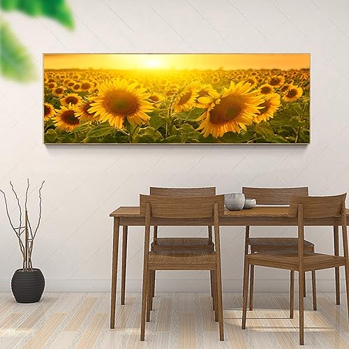 Miniatura 2 de Cuadro de arte de pared de lienzo, pintura de paisaje de campo de girasol, impresiones en lienzo, carteles para decoración de sala de estar,