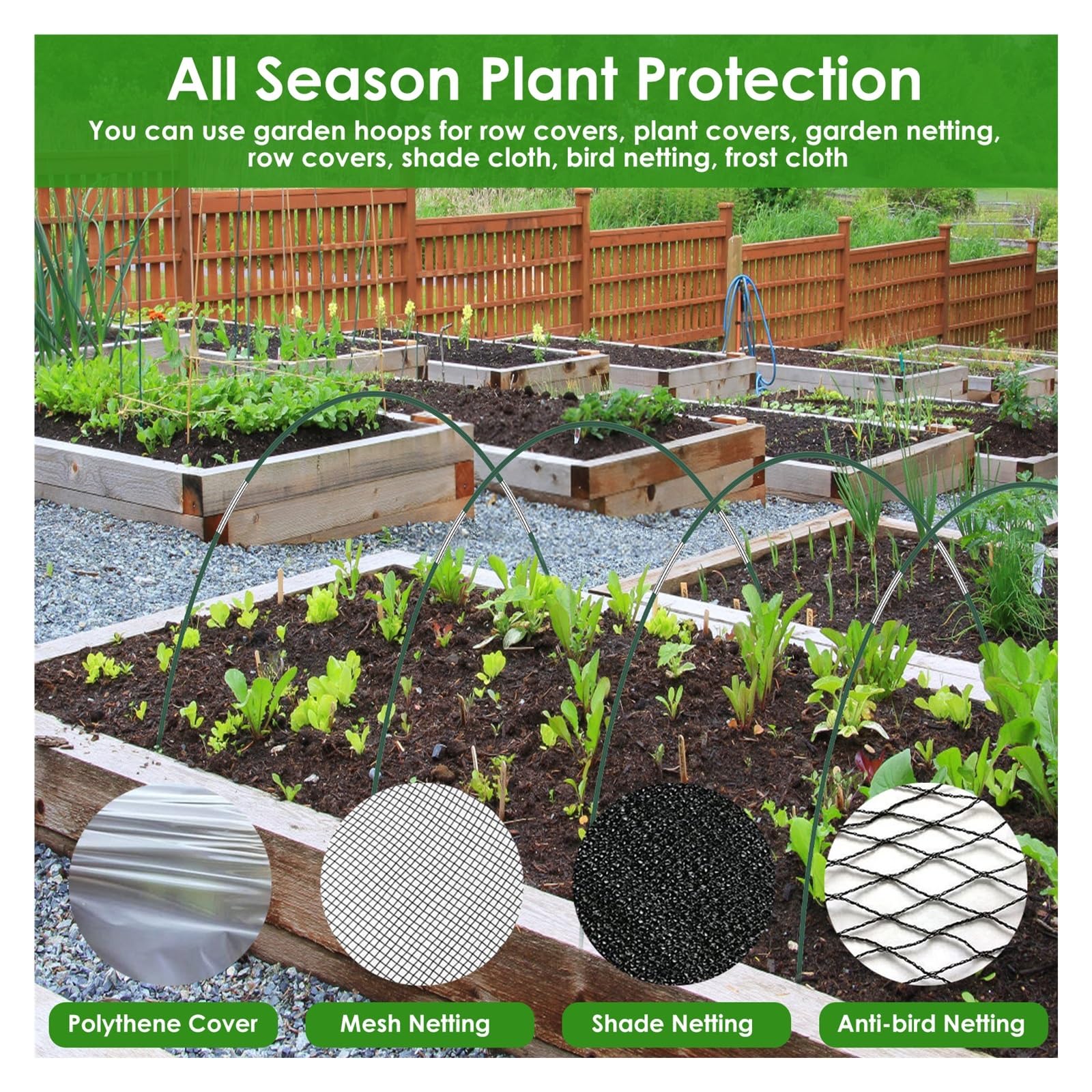Archi per Serra Orto Greenhouse Hoops Frame Tunnel Kit 17 Inches Long Detachable Garden Hoops Rust-Free Fiberglass Support Botan Awning Grid