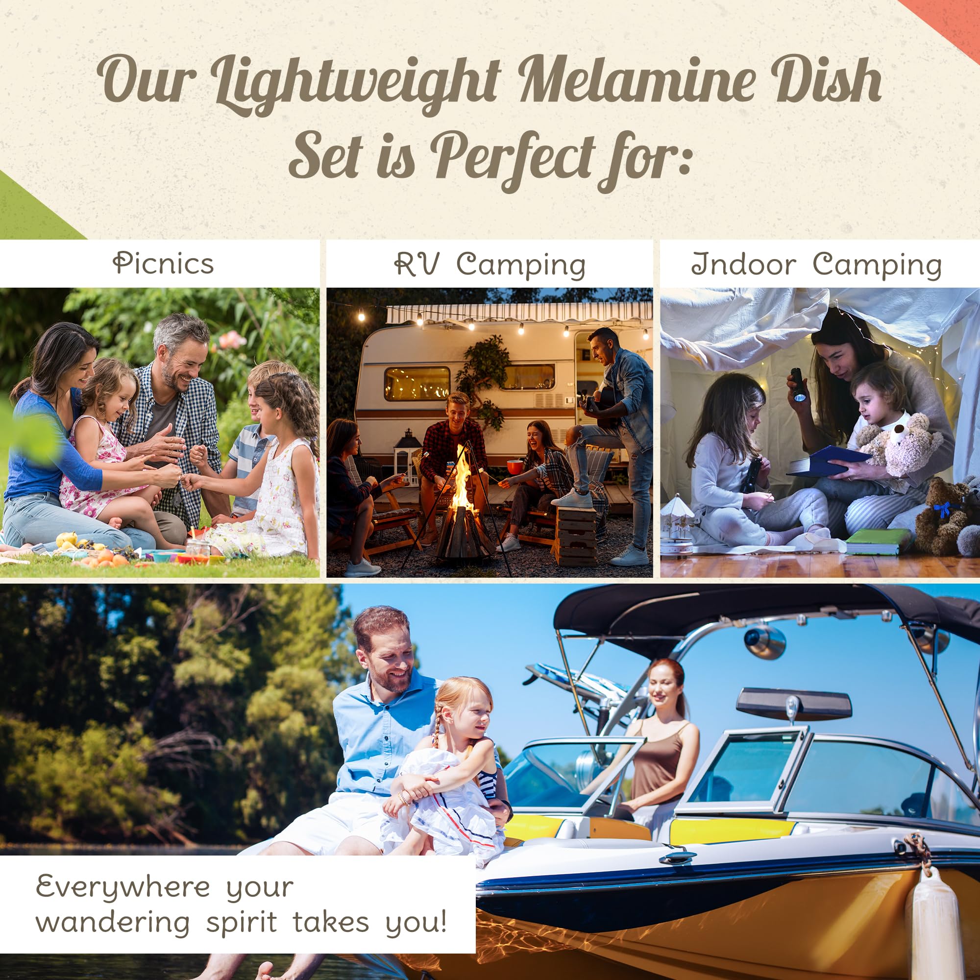 Melamine Dinnerware Sets - 6-pc Marine Dish Set - 2 Bowls 2 Salad & 2 Dinner Melamine Plates for Indoor & Outdoor - BPA Free Dishwasher Safe Shatter-Res Dinnerware Set - Camping Dishes Camp C product thumbnail 6