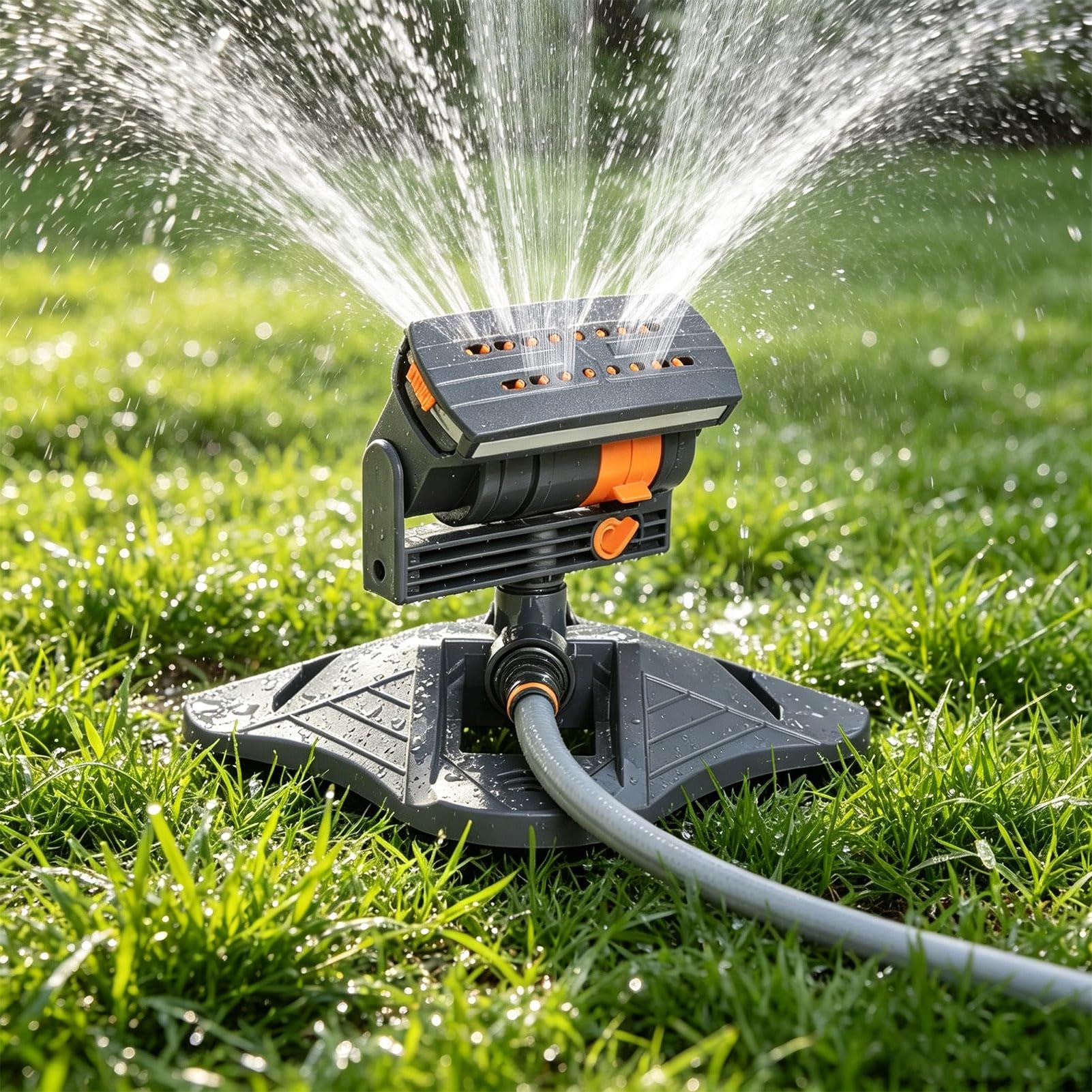 Irrigatore da giardino oscillante, 16 ugelli irrigatore per prato con gamma di spruzzo regolabile, sistema di irrigazione da giardino per piante, raffreddamento all'aperto per bambini, facile