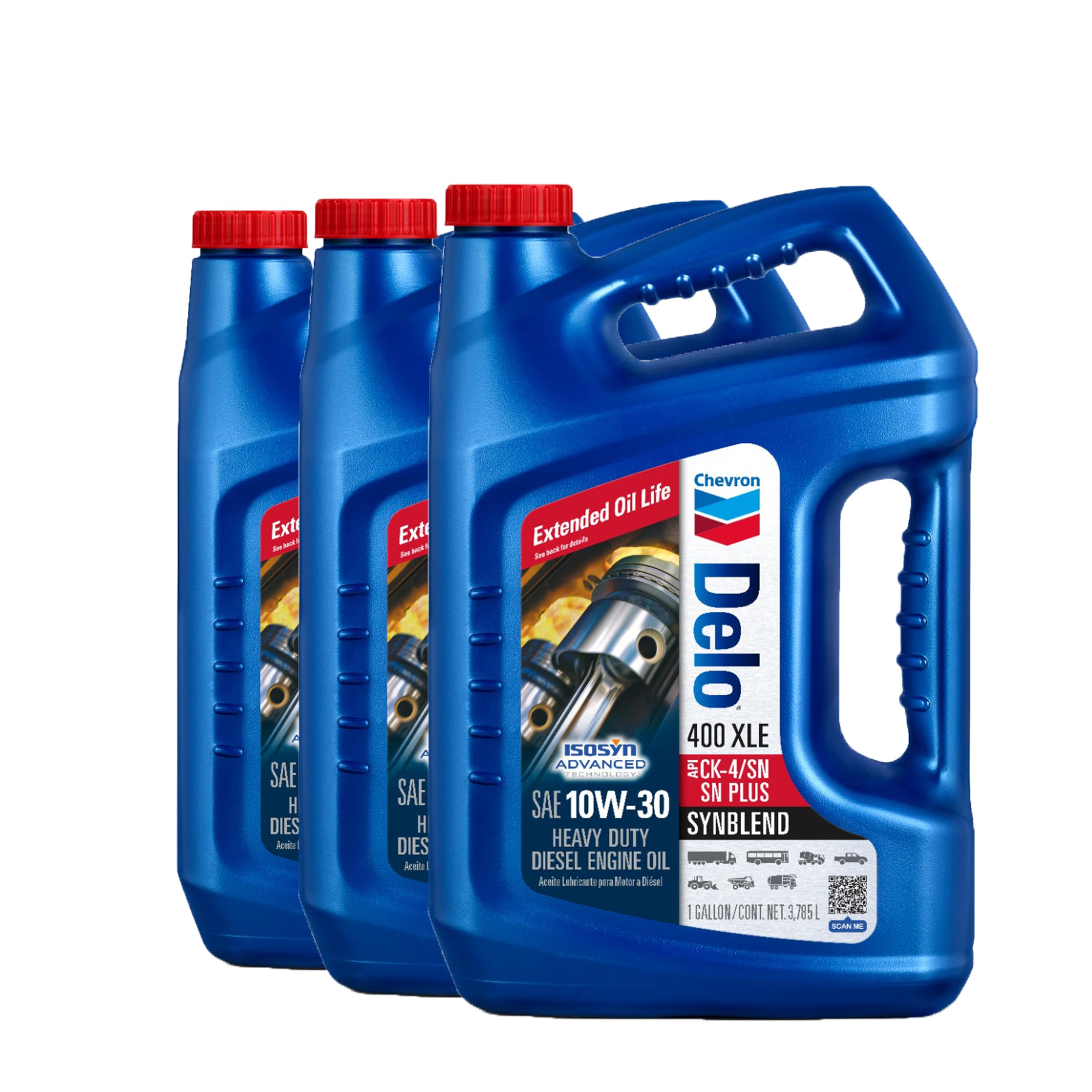 Delo 400 XLE Heavy Duty Synblend Diesel Engine Oil 10W-30, 1 Gallon, Pack of 3