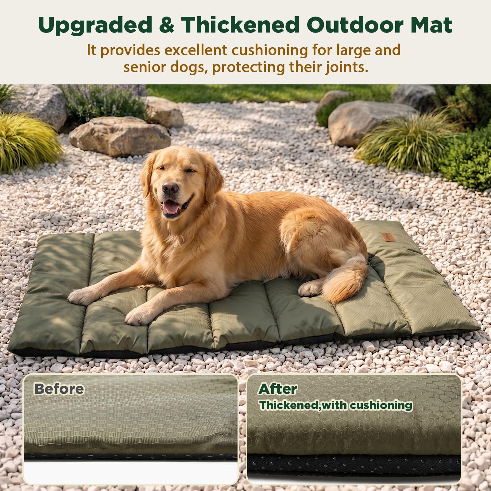 Gimars Lit d'extérieur XL amélioré pour Chien avec Film imperméable, Facile à Enrouler avec Boucle, Grand lit de Voyage pour Chiens de Grande et très Grande Taille, Portable, Pliable, Lavable pour Le