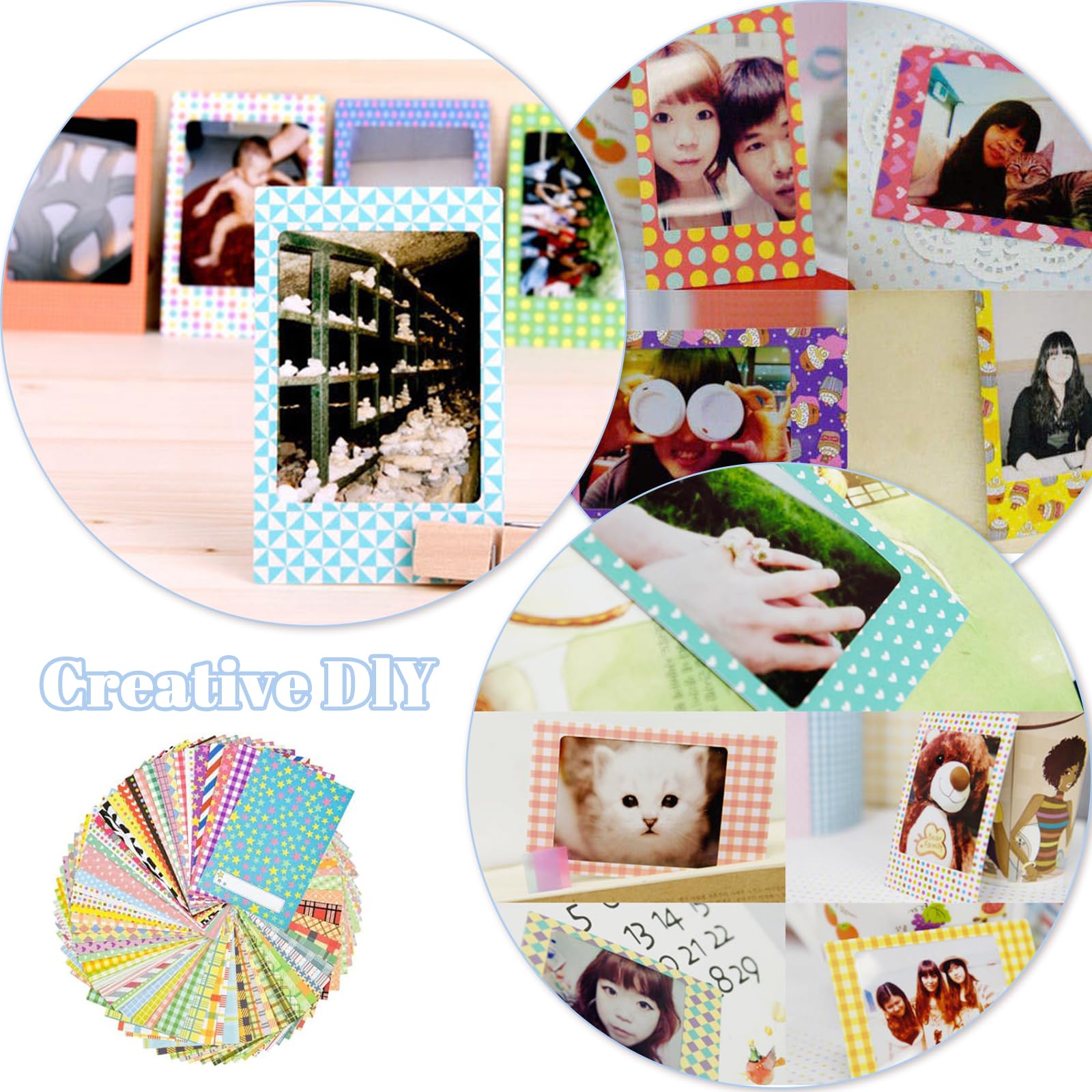 140 Pegatinas Decorativas Para Fotos Polaroid / Fujifilm Instax Mini - Marcos De Colores, Adhesivo Sin Residuo