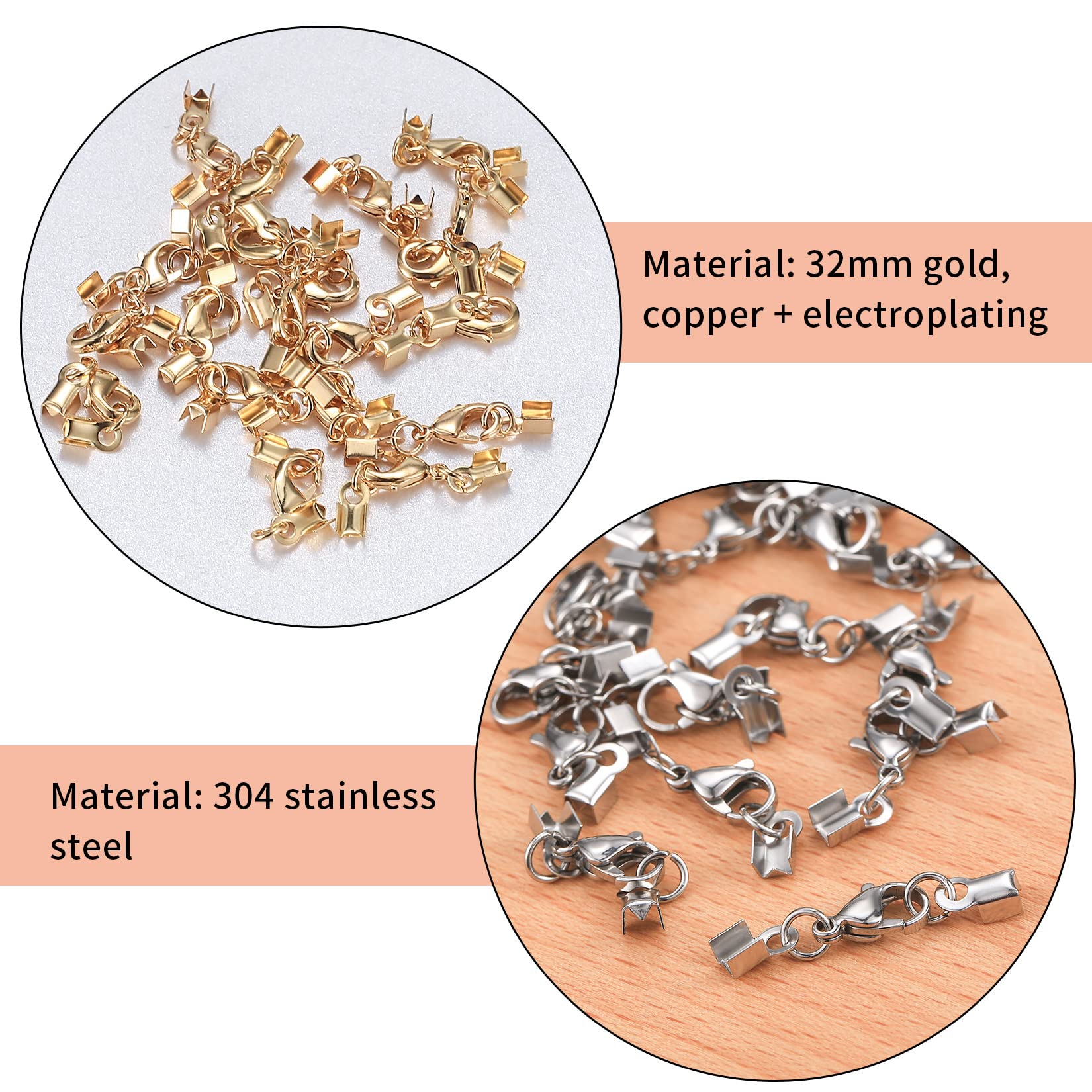 20 Pcs Lobster Claw Clasps with Cord Ends - Image 3