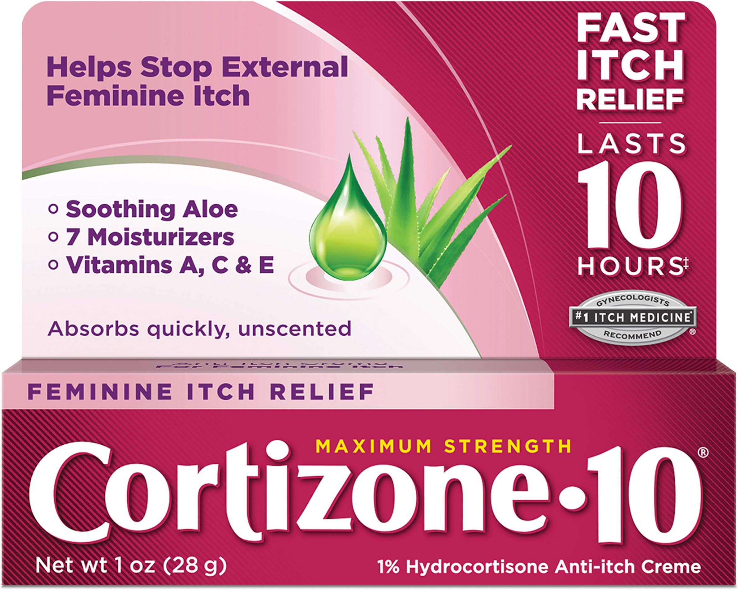 Cortizone 10 Maximum Strength Feminine Itch Relief 1 oz., 1% Hydrocortisone Anti-Itch Crème