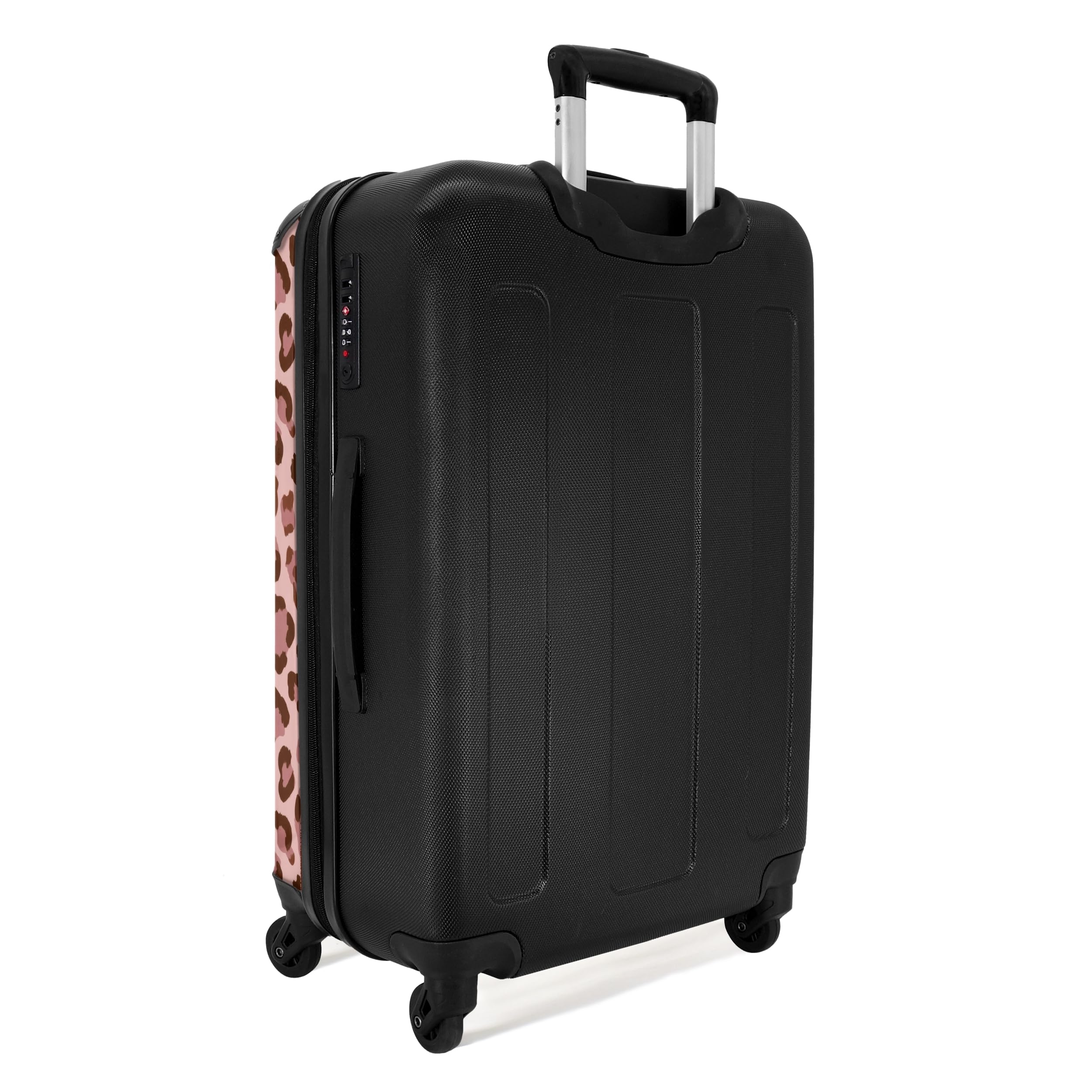 NoBoringSuitcases.com® Koffer Mittelgroß 67x43x25 cm Hartschalenkoffer L Trolley Rollkoffer 4 Rollen Leicht Hartschale Mittel Groß Leopard - Muster - Rosa