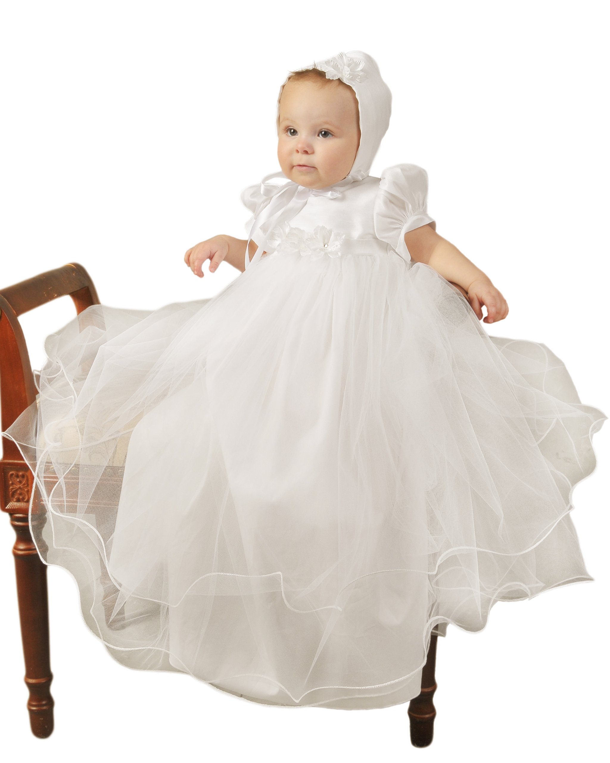 One Small Child Shanna Girls 32"-33" White Shantung Christening Gown 4-Piece Set