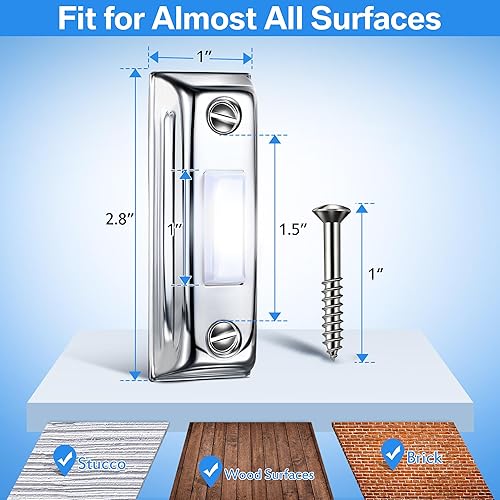 Miniatura 10 de Dreyoo Paquete de 1 botón de metal para timbre de puerta, timbre de puerta de metal resistente, botón con cable iluminado LED, timbre de puerta