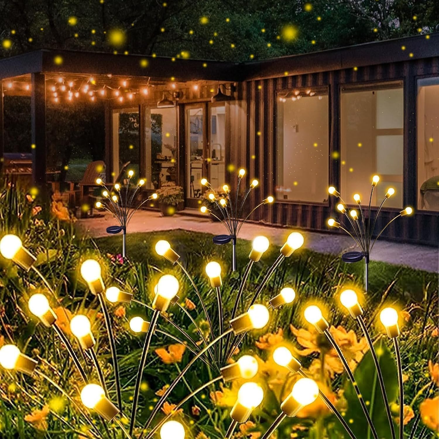 Solar Garden Lights 6 Pack 48LED Solar Firefly Lights Waterproof Garden Light Outdoor with 2 Lighting Modes Swaying
