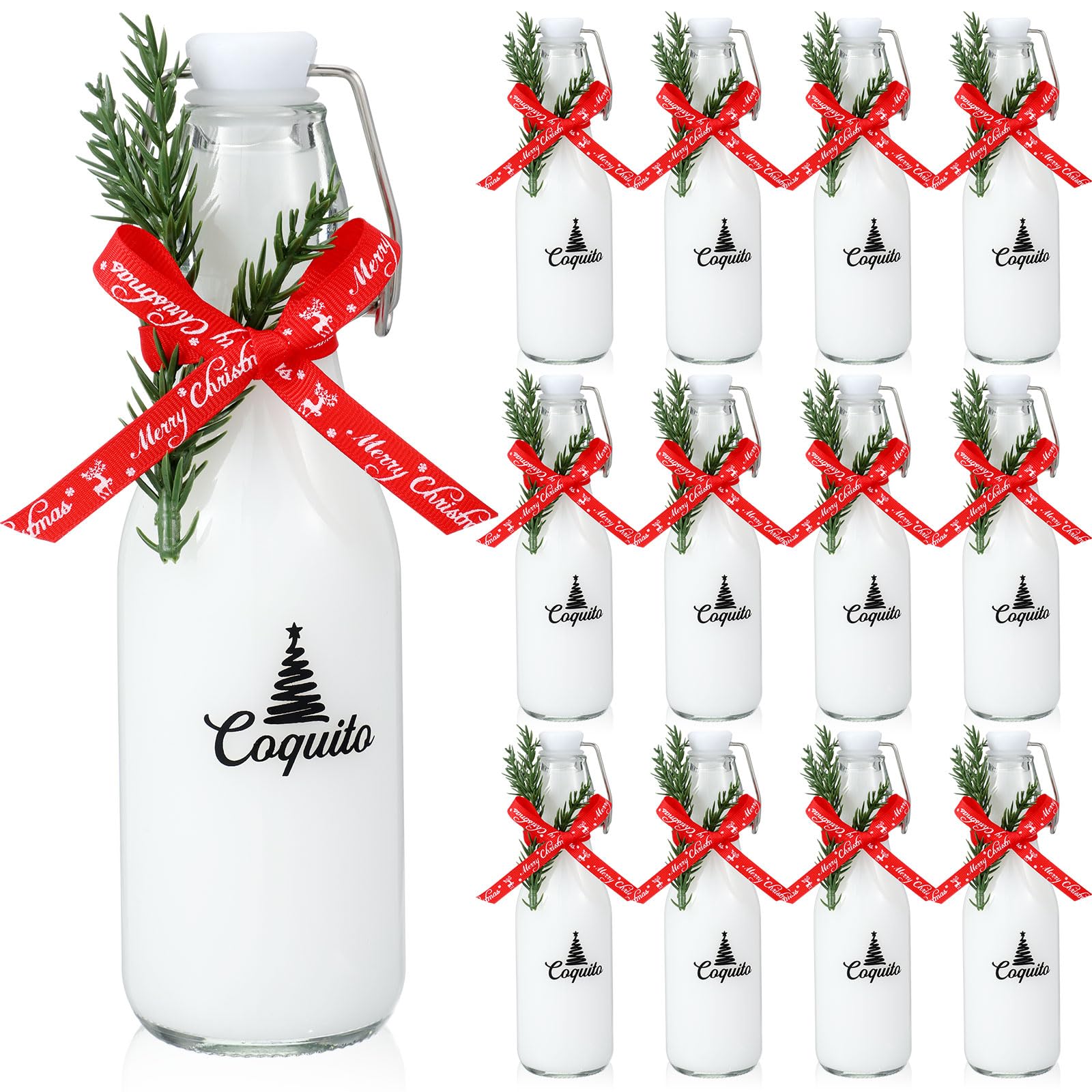 Amazon.com: Sieral 12 Pack Christmas Coquito Glass Bottle 8oz