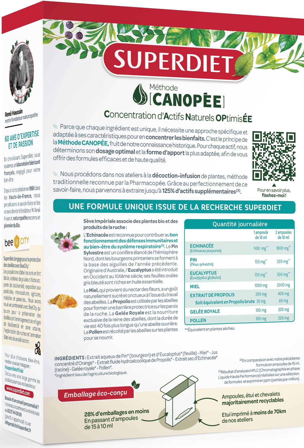 SUPERDIET - IMMUNITE ET RESPIRATION BIO (SÈVE IMPÉRIALE BIO) - Vitalité - Fabrication française - 20 ampoules de 10ml