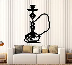 Decalque de parede de vinil narguilé fumaça egípcio shisha adesivos grande decoração (836ig) verde escuro