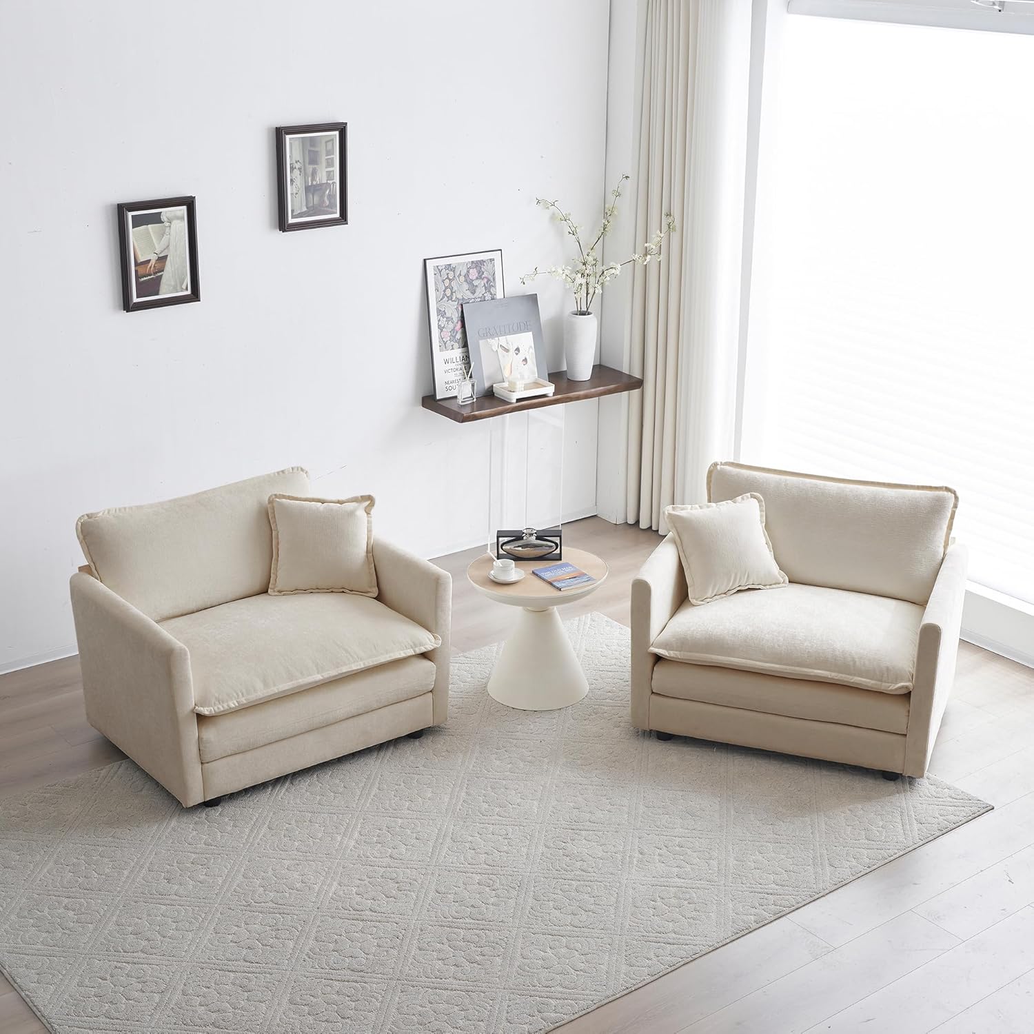 SUHELUFU Oversized Accent Chair Set of 2, Chenille Single