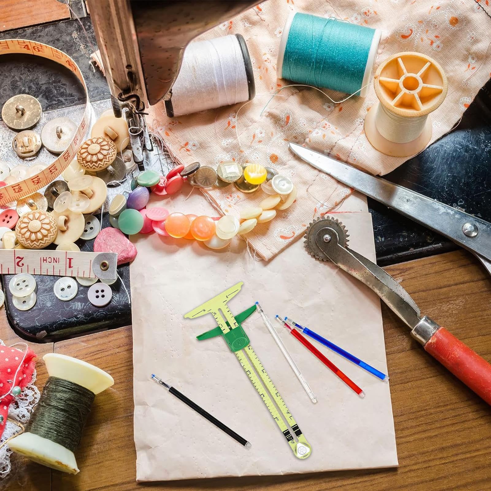 Righello di misurazione per cucito, calibro scorrevole di precisione, righello per trapuntatura, strumento di allineamento sartoriale, guida di misurazione artigianale, righello per marcatura