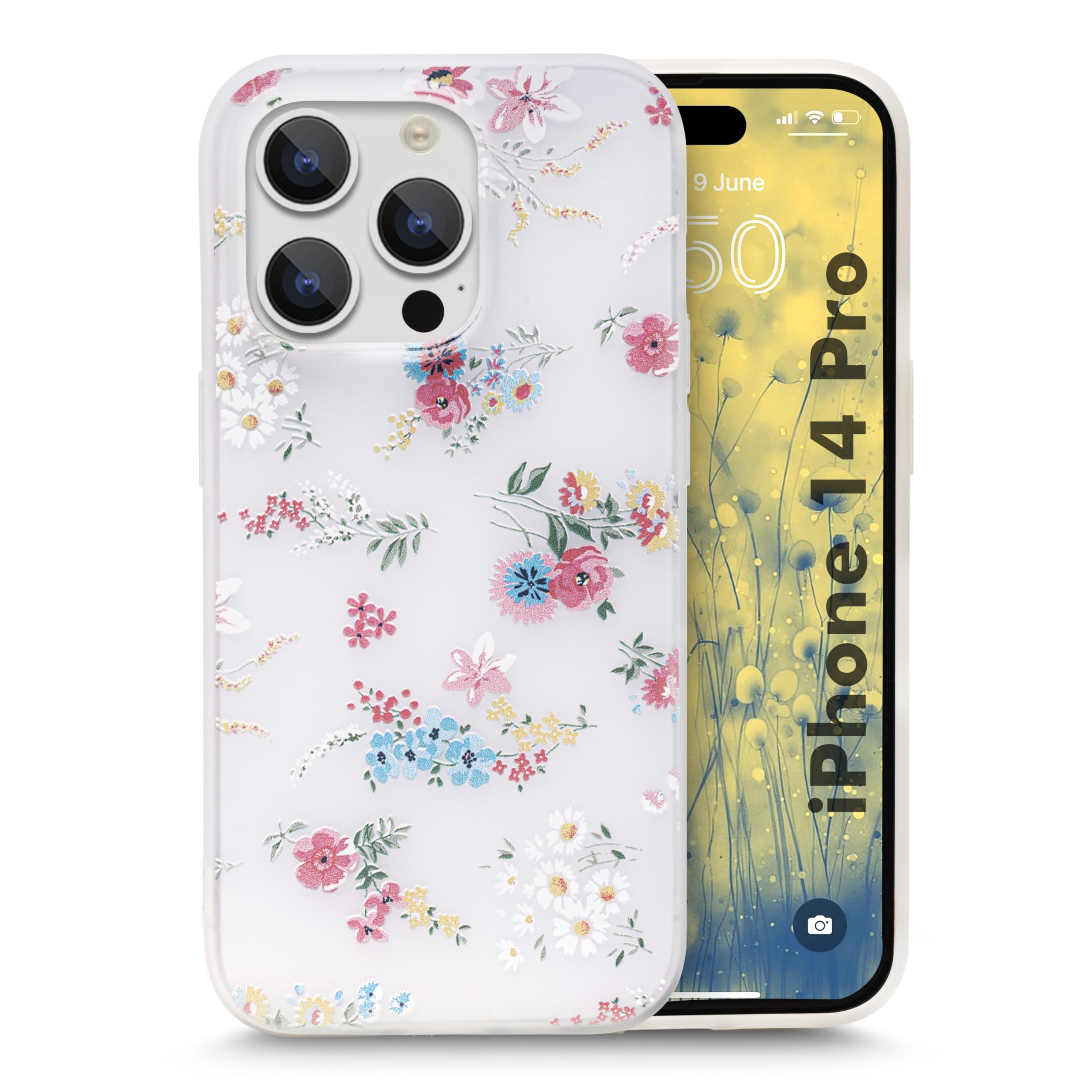 Enflamo Silicone Soft Back Case Cover for iPhone 14 Pro (Mix Lilies) | Relief Flower 3D Printed | Camera Bump Protection, White (B0BYDQNWQ9) Amazon Price History, Amazon Price Tracker
