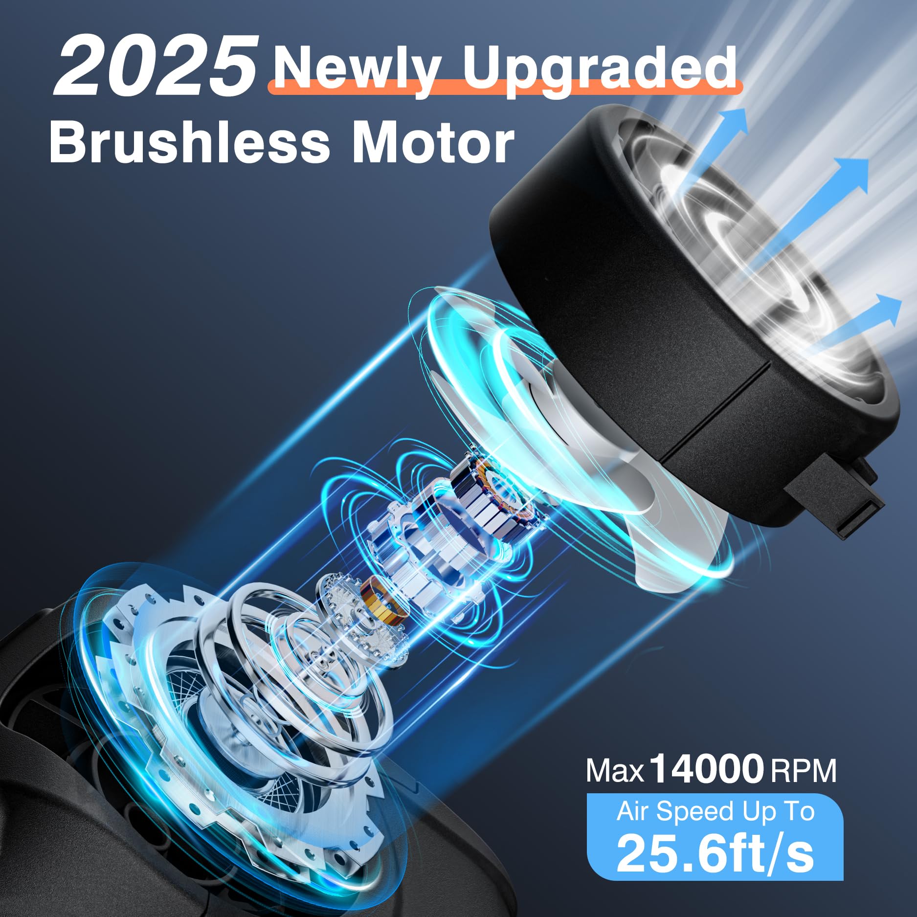 Mini Portable Waist Fan - Rechargeable With 4 Speeds & 6600RPM Powerful Airflow, Hands-Free Neck - View #7