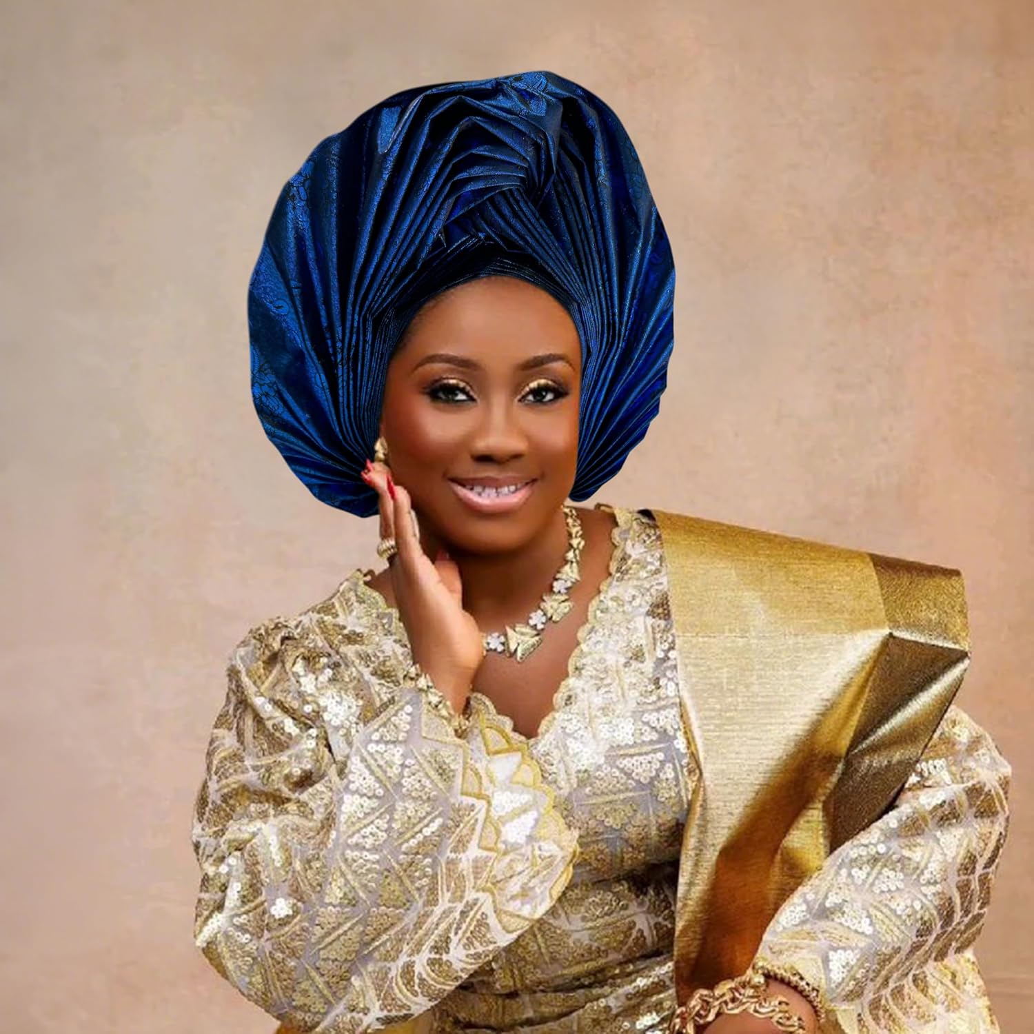 Nigerian Women's hat African gele Head wrap for Women,auto gele Nigerian Headwear,Turbans for Women Weddings Parties Event - Image 4