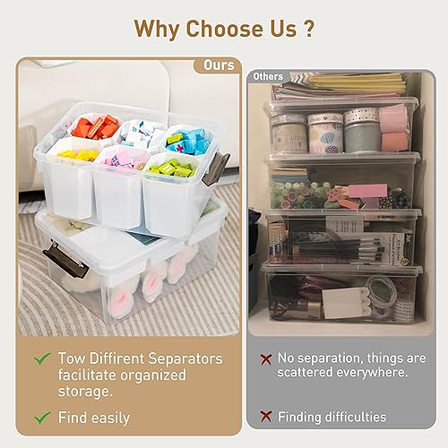 Miniatura 5 de Citylife - Caja de almacenamiento de plástico de 17 cuartos de galón con bandeja extraíble y 6 insertos altos desmontables, organizadores de