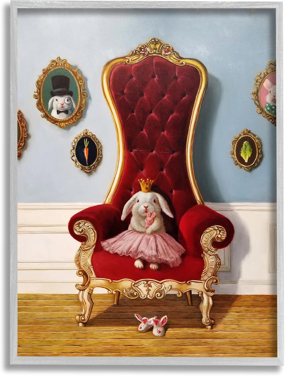 Stupell Industries プリンセスラビットロイヤルハイアレッドスローン面白い動物 Lucia Heffernanによるデザイン 24 X 30 ブルー 春夏新作