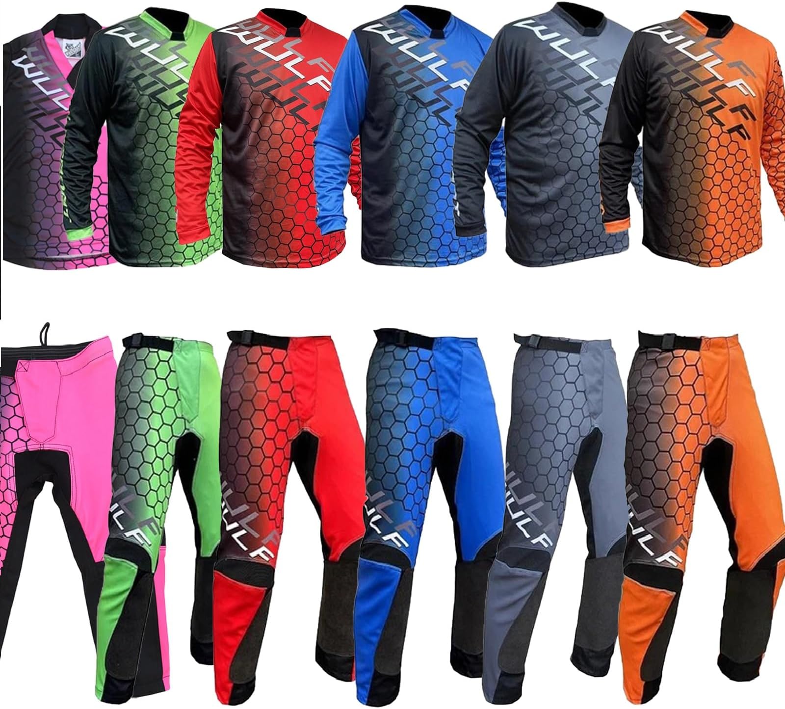 Motorbike WULF MX Kids Race Suit New 2024 Motocross Quad Off Road Trials Enduro Kart ATV MTB Dirt Bike Pit Sport Junior Pant Shirt Kit