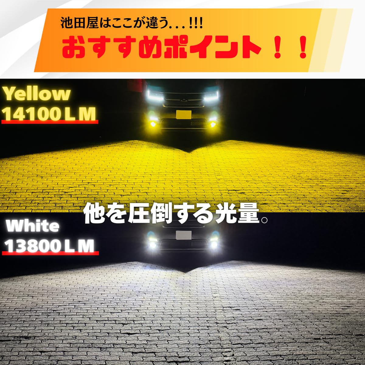 Amazon.co.jp: 本物の爆光フォグランプ L1B 実測14100lm越え イエロー