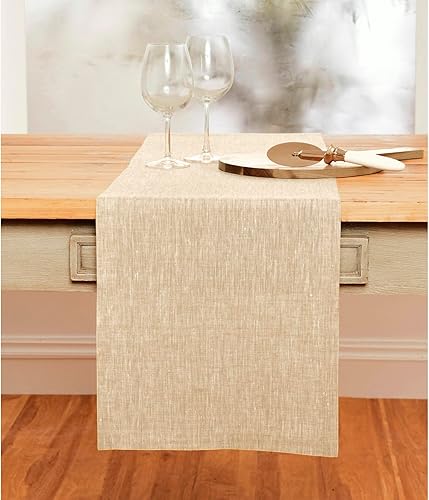 Miniatura 2 de Solino Home - Camino de mesa de lino de 14 x 36 pulgadas, beige champán, Athena, para otoño, Acción de Gracias, Navidad, vacaciones, lavable a
