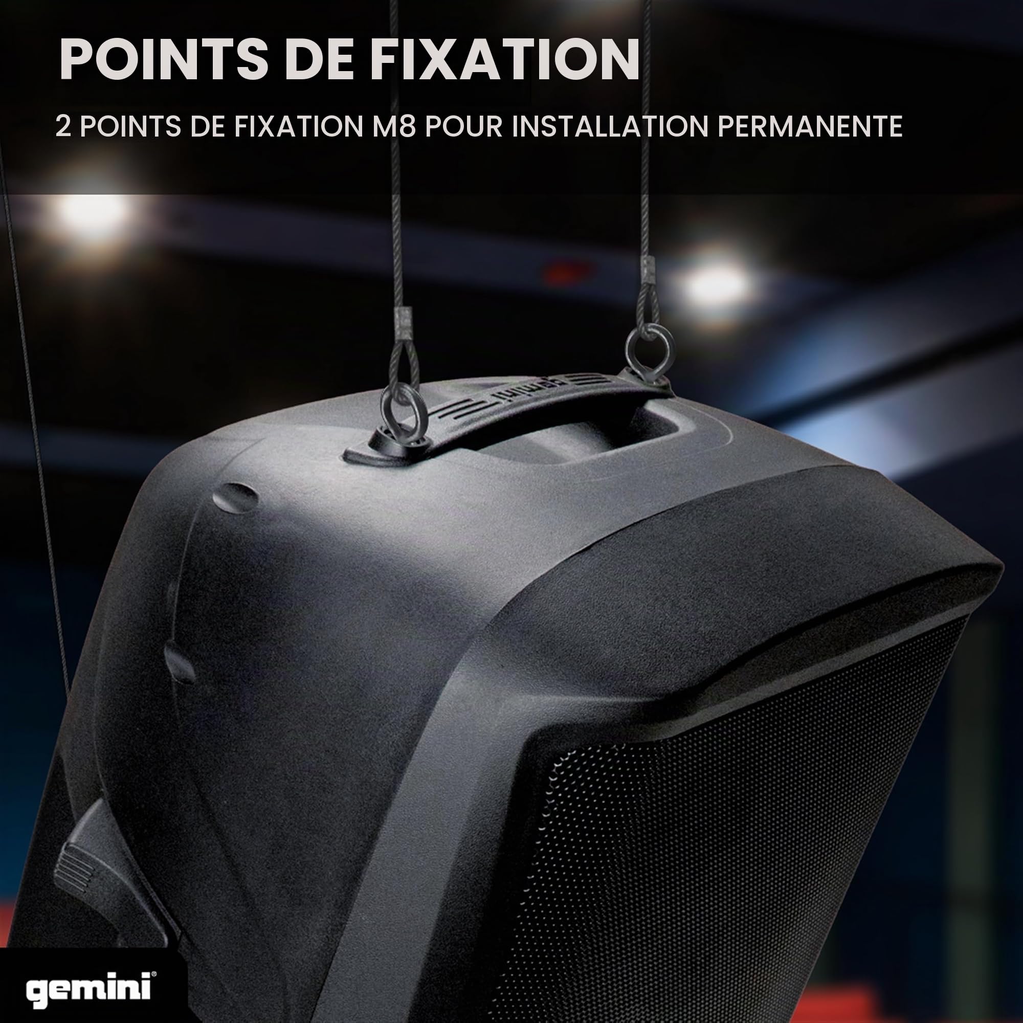 Gemini Sound AS-2115Bt-Lt – Enceinte de sonorisation active DJ Bluetooth de 2000W avec woofer 15”, Eclairage festif à LED, Sd, USB, Entrée/sortie XLR§, 2x 6,3mm Microphone/RCA et entrées AUX, Tws