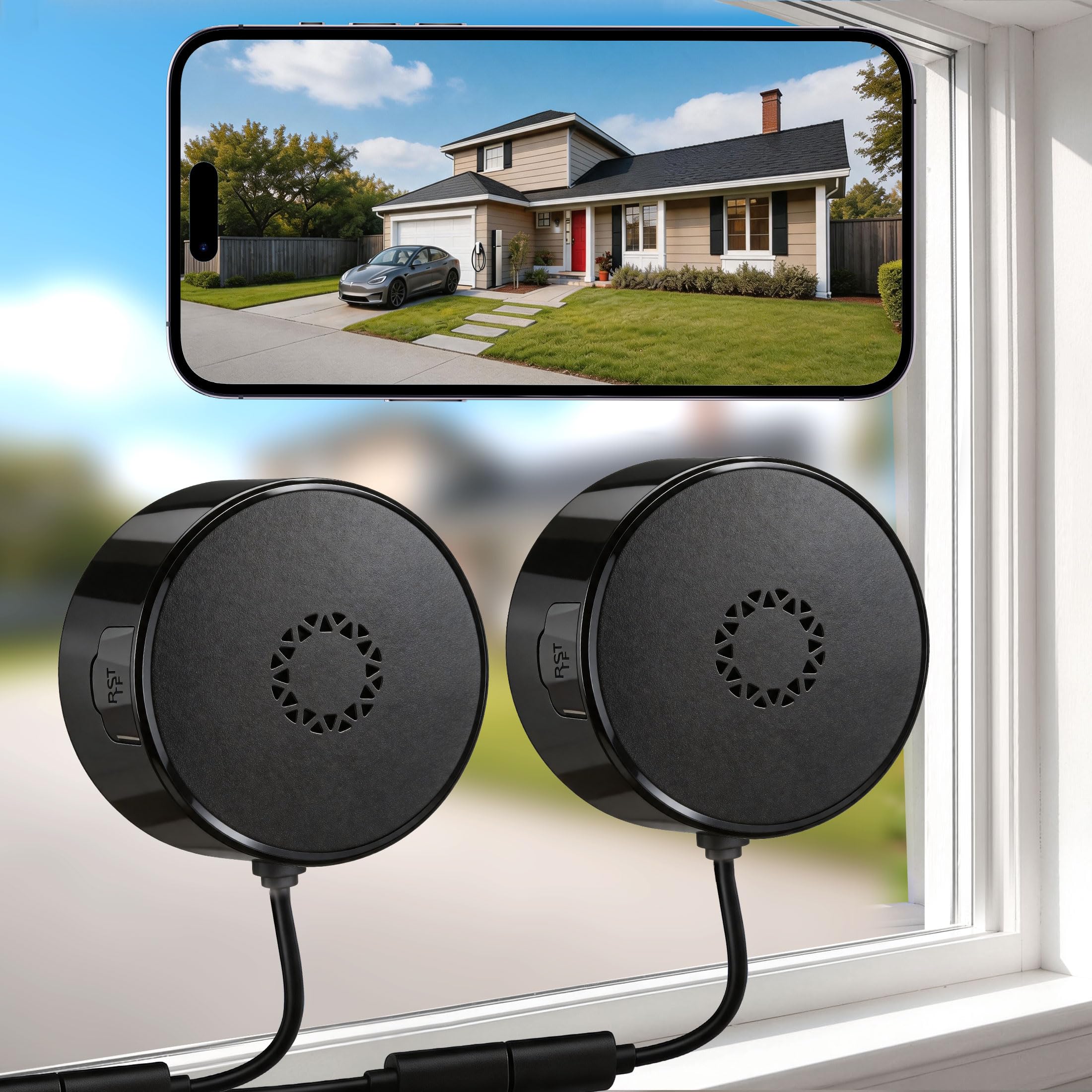(2-Pack) 3MP 2K Window Camera - 5G/2.4GHz WiFi Camera Indoor/Outdoor