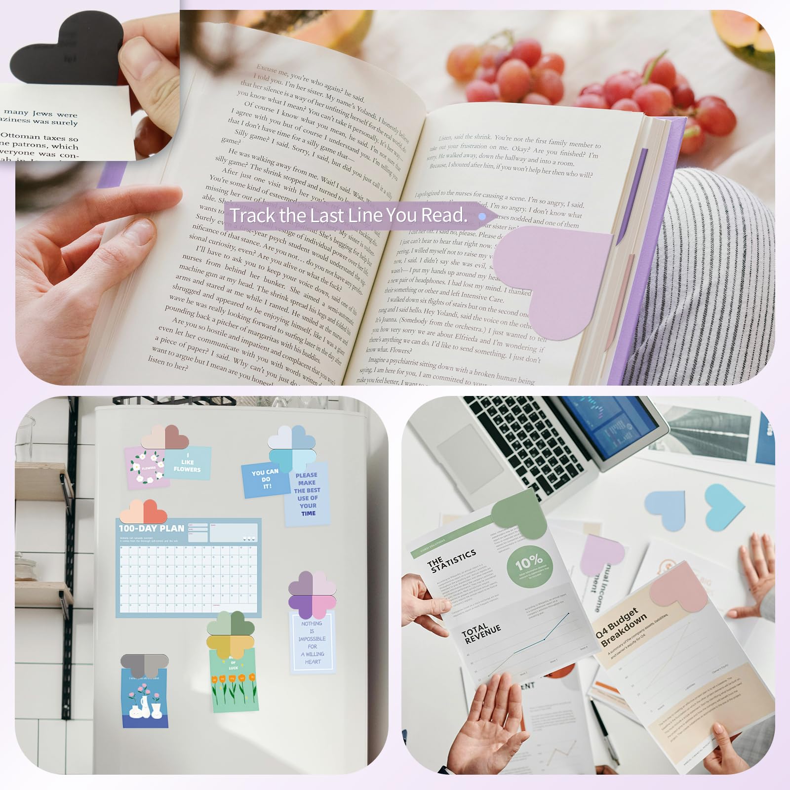 Magnetische Eck-Lesezeichen in Herzform, bunt, niedliches Buchzubehör für Zuhause, Schule, Bibliotheksbedarf, hübsches Weihnachtsgeschenk für Buchliebhaber, Lesen, Frauen, Kinder (24 reine Farben auf
